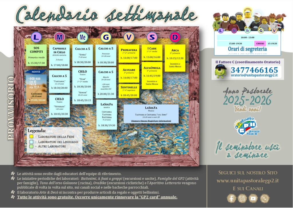 2025-26 calendario settimanale GP2