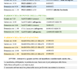 Calendario Messe dal 7 settembre 2020